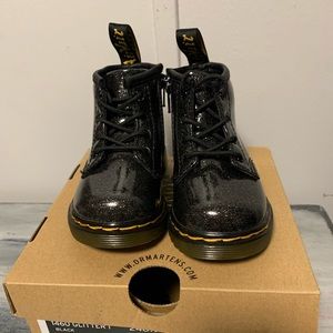 Baby Dr. Martens! Black Coated Glitter, worn once. Excellent condition
